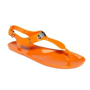 Michael Kors Orange Jelly Tstrap Plate Sandals Size 8 M Slingback.